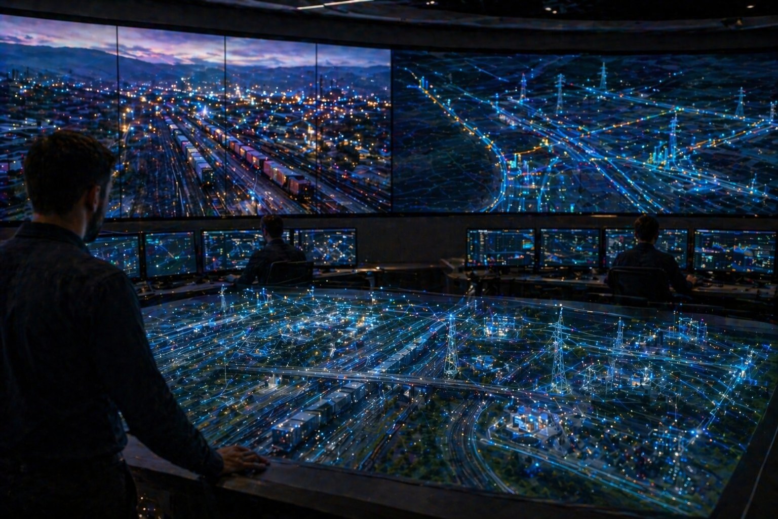 Control room with runtime digital twin model of infrastructure